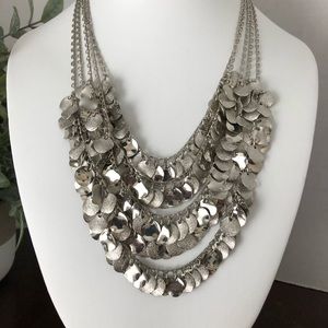 Silver Statement Necklace Multiple Strand